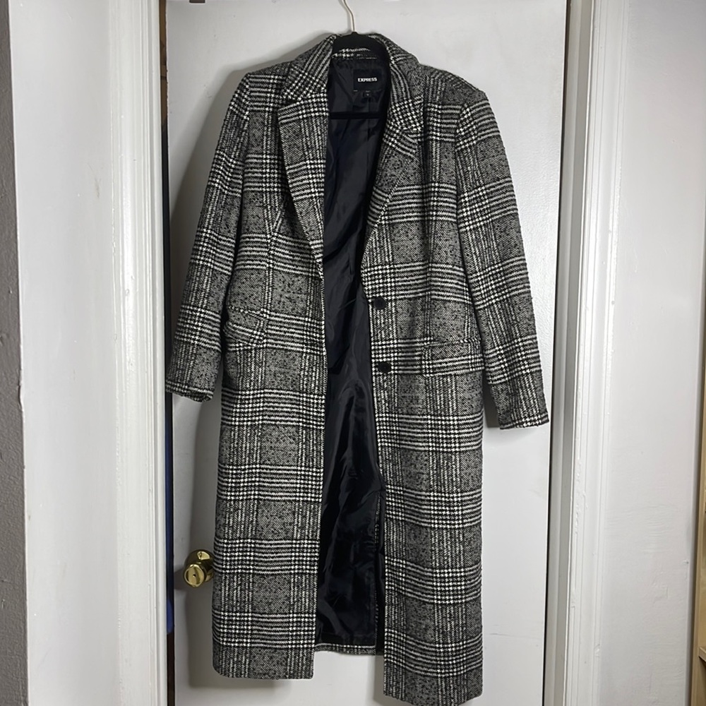 Express Plaid Car Coat worn once size Large
